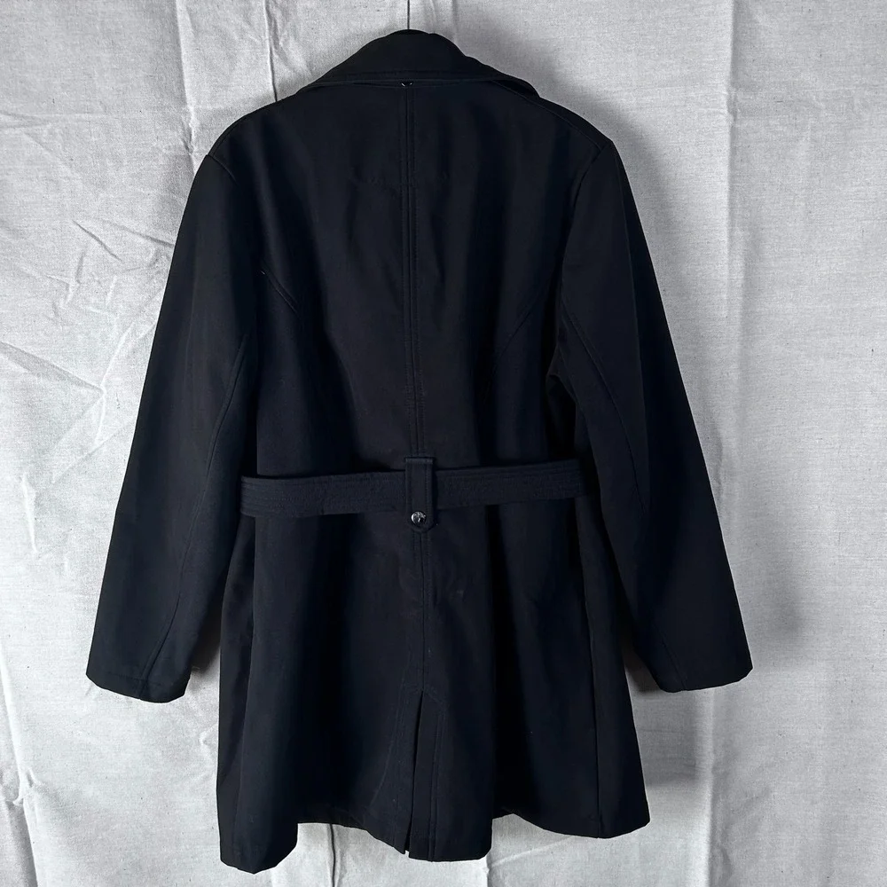 Sebby‎ Collection Black Water Resistant Windproof Belted Trench Coat Womens 1X